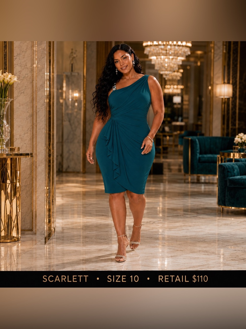Scarlett Teal One-Shoulder Ruched Cocktail Dress